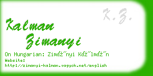 kalman zimanyi business card